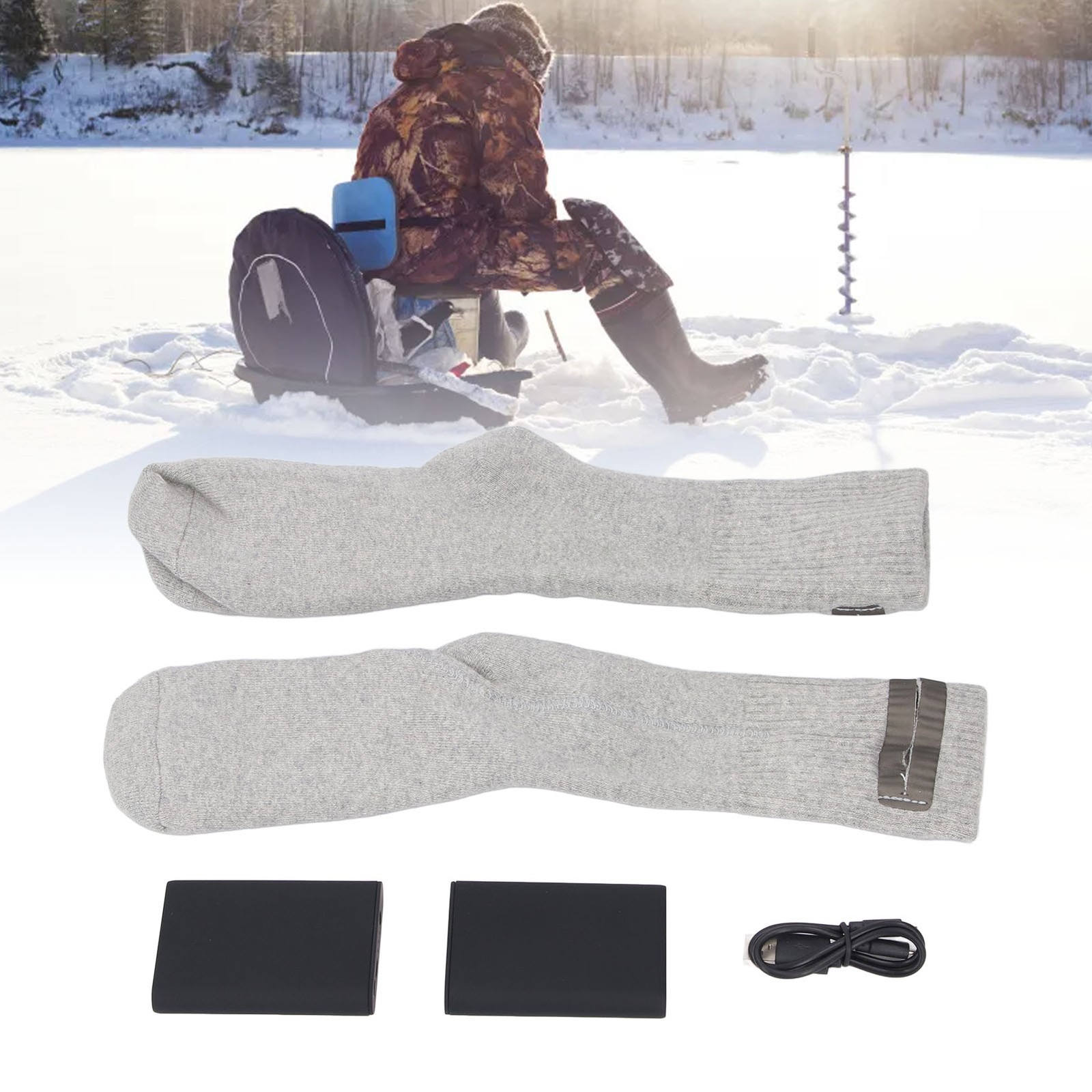Heated Socks Polyester Fiber Rechargeable Electric Heating Socks For Skiing Skat