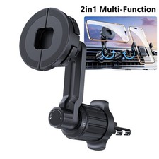 Universal Phone Holder Air Vent Car Mount 2in1 Magnetic Clamp for iPhone Samsung