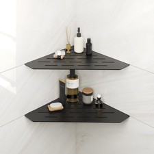2-Pack 10" Matte Black Recessed Corner Shower Shelf, for Tiled Bathroom Walls...