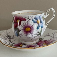 VTG Royal Albert Bone China Teacup & Saucer Flower of the Month Series Cosmos