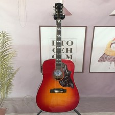 Handmade Sunburst Acoustic Electric Guitar Hummingbird Solid Spruce Top Factory