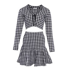 Sandro Paris Set Black White Knit Cropped Car...