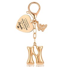 Gold Initial N Keychain - Letter Keychains for with Butterfly  Heart - Cute ...