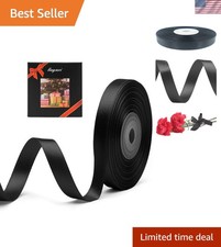 Double Faced Black Satin Ribbon 3/8" X 25 Yards for Weddings  Crafts