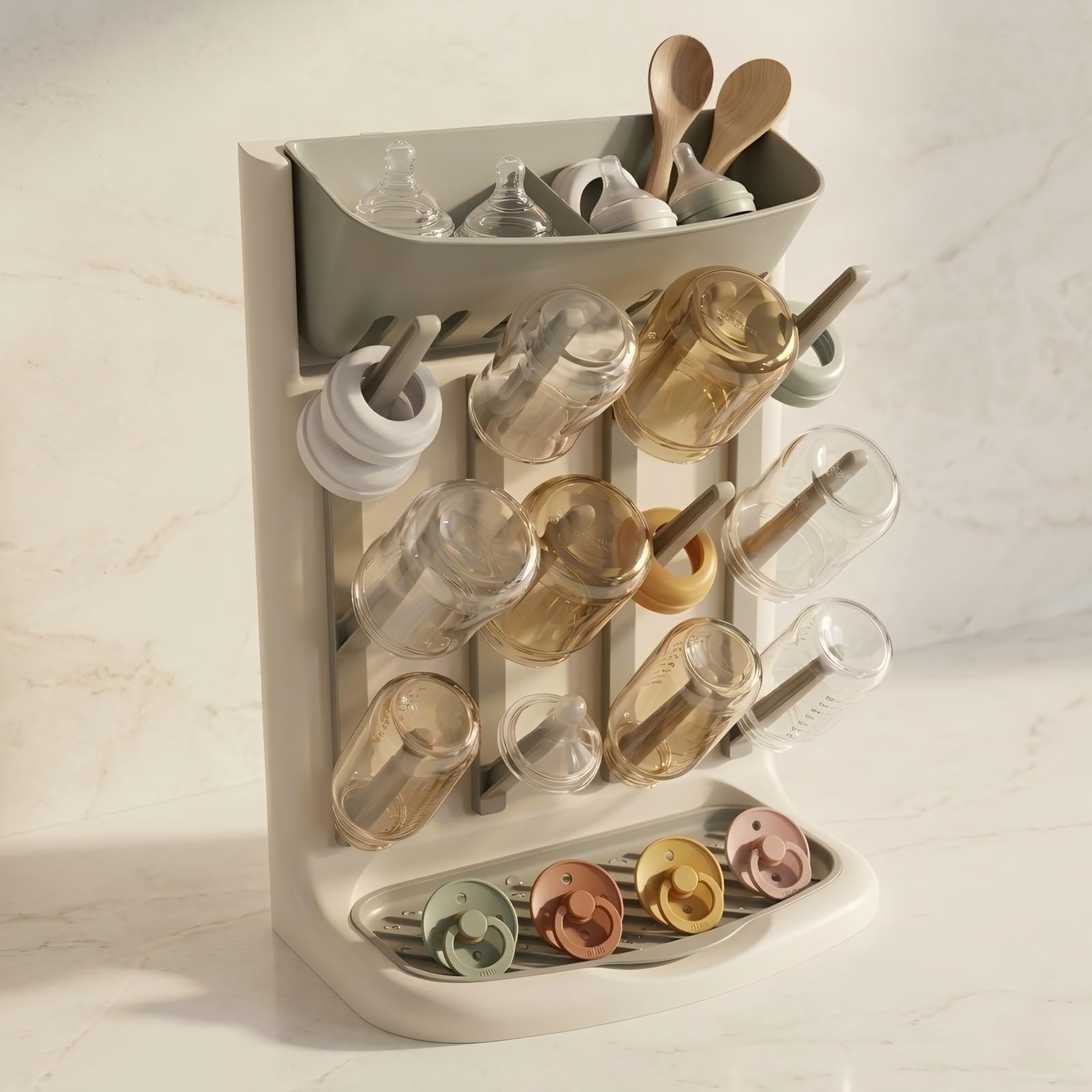Baby Bottle Drying Rack Space Saving Vertical Countertop Organiser for Feeding