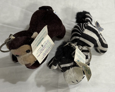 Lot of 2 Itsy Bitsy Teeny Weeny Little Mini Bean Pal Babies Plush Keychain w/tag
