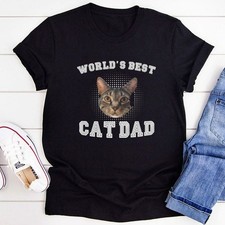 Funny World's Best Cat Dad Tee, Custom Cat Photo Father's Day Gift for Cat Owner
