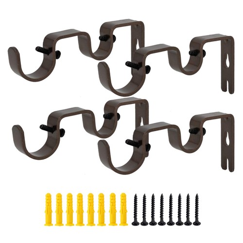 4 Pack Double Curtain Rod Bracket Heavy Duty 1 and 5/8 Inch Holder Set - Afbeelding 1 van 6