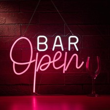 Bar Open Neon Sign for Wall D cor with Dimmable Switch LED Art Bars Beer Neon...