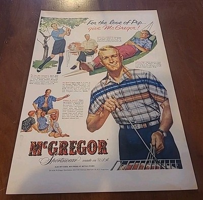 Mcgregor Sportswear Vintage 1955 Print Ad 10x13
