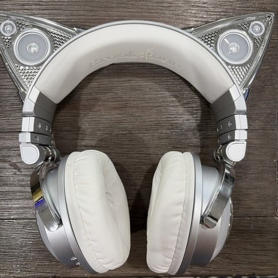 Brookstone Ariana Grande Silver Cat Ear Headphones with Case
