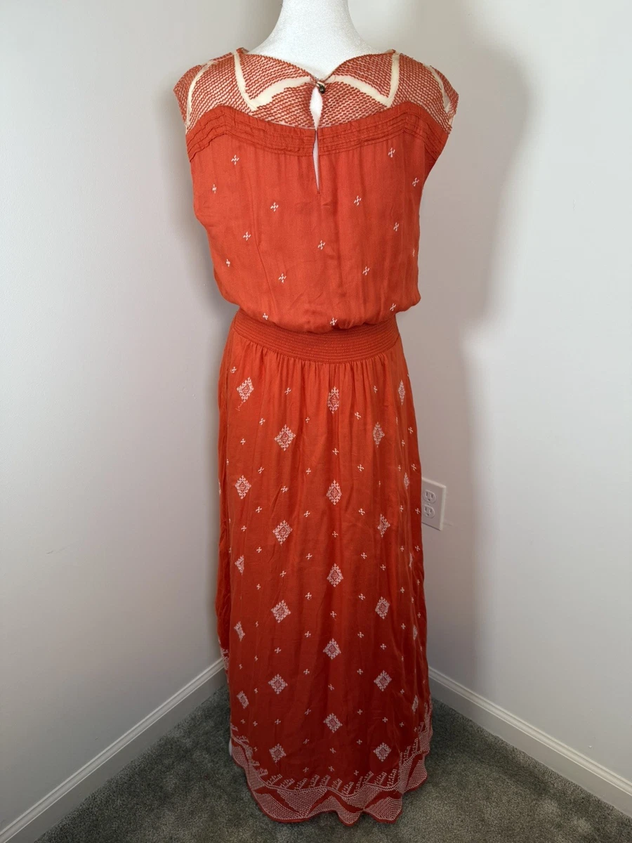 floreat embroidered dress Anthropologie Floreat Womens Size XS Raella Dress Yellow Embroidered Floral Boho