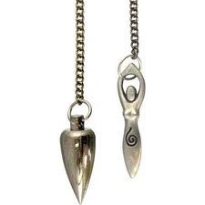 Real Metal Pendulum with Goddess Cone - Nickel Plated New Age Divination