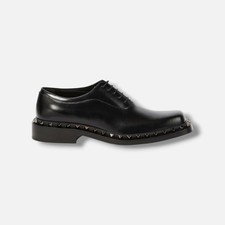 Valentino Garavani Men's Black Rockstud Leather Derby Shoes Size EU:43 US:10