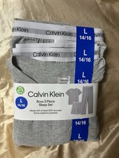 NEW 3-Piece Genuine CALVIN KLEIN Sleep Sets Gray size LARGE 14-16 Pajamas