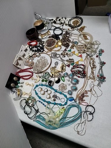 4 Lbs Mixed Jewelry Lot Wearable Vintage Modern Gold Silver Tone Costume