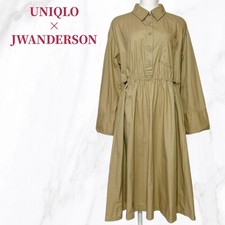 UNIQLO JW Anderson Shirt Dress Long Sleeve M Beige Cotton