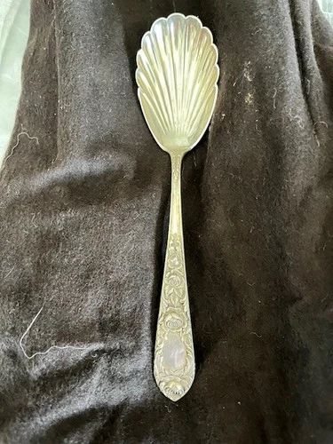 S. Kirk & Son Sterling Silver Rose Pattern Fluted Sugar Shell Spoon