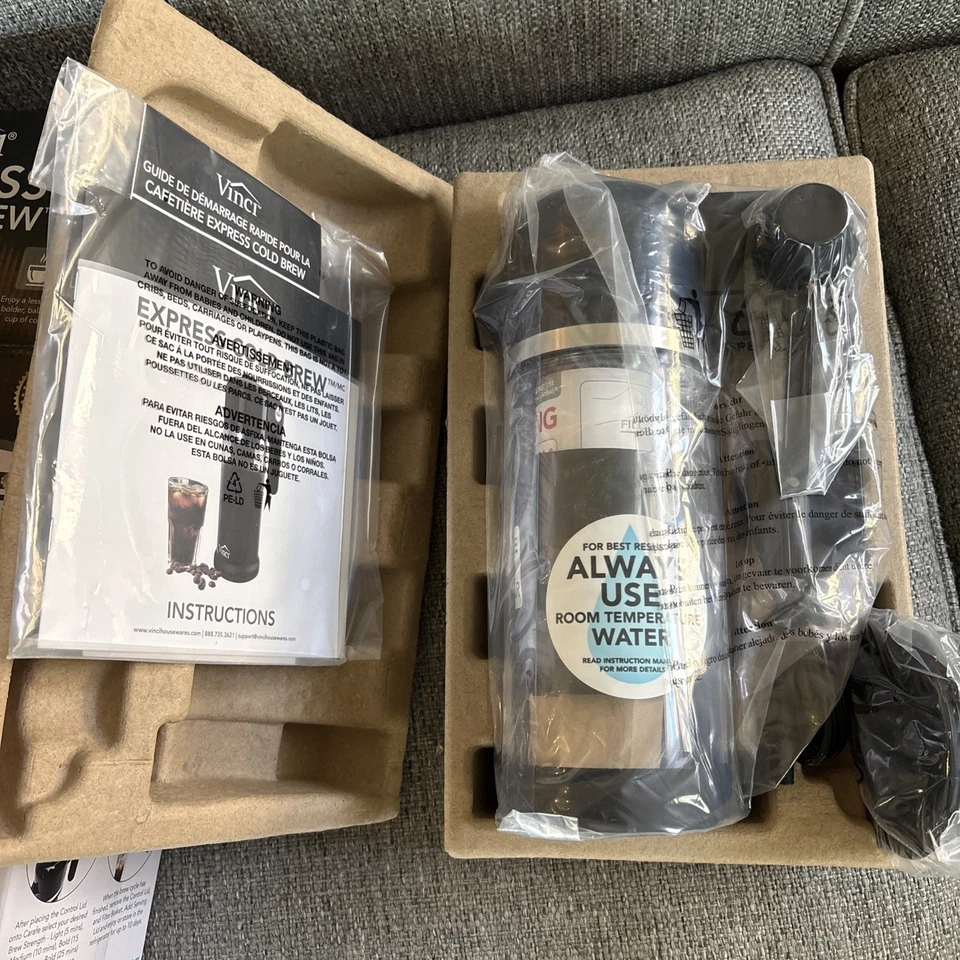 Cafeteira gelada VINCI Express elétrica Cold Brew 37 fl oz - Nova em folha - Imagem 4 de 4