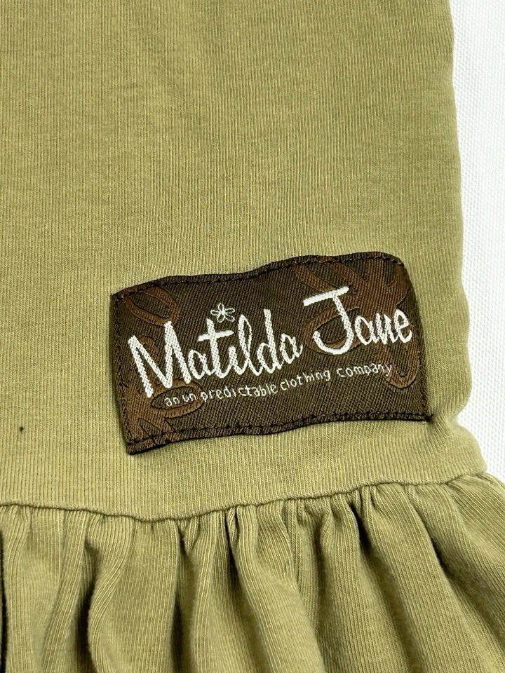 Matilda Jane Ruffle Flare Pants Girls Size Small Green Cotton Blend Boho Style - Image 4 of 4
