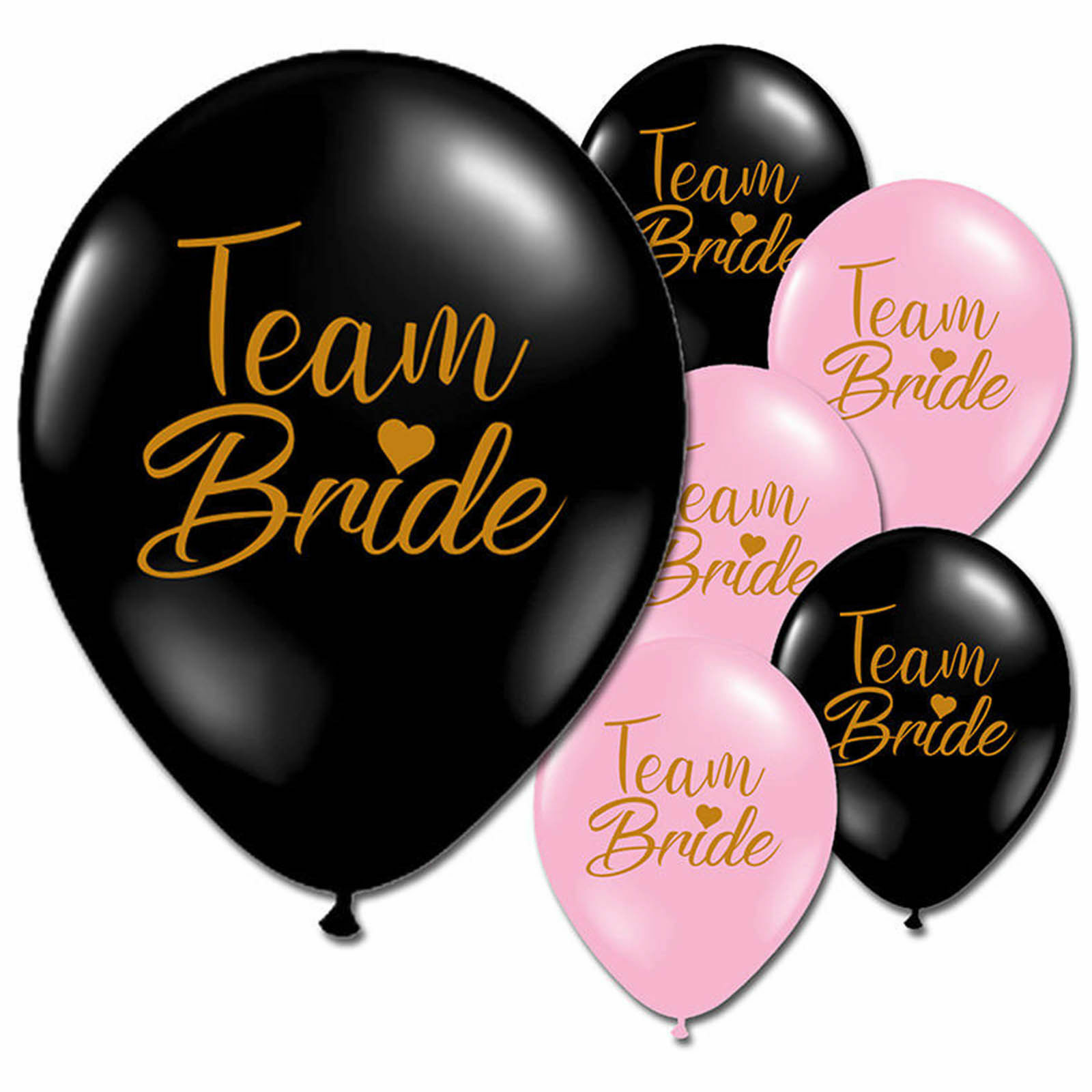Team Bride Black Pink Gold Hen Night Do Party Latex Printed