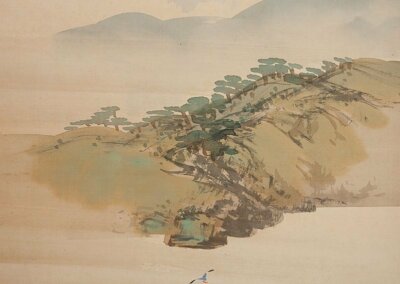 JAPANESE PAINTING HANGING SCROLL JAPAN SUNRISE Antique Original