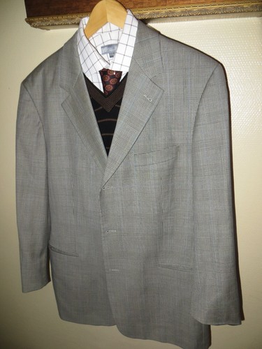 Hugo Boss Glen Plaid Einstein Omega Super 100 Suit Blazer 44 R Pants 36 X 28 EUC - Picture 9 of 12