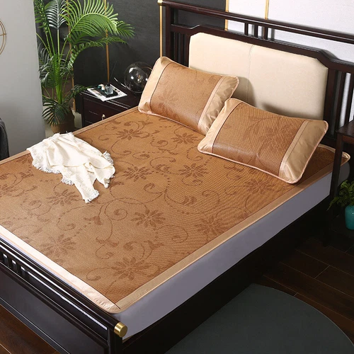 Summer Sleeping Rattan Bed Mat Foldable Nature Bamboo Cool Bed Mat +Pillowcase - Picture 22 of 29