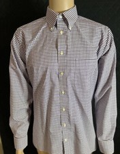 Mens Wrinkle Free Oxford Travel Button Down Purple Check STAFFORD Size