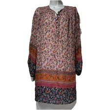 Johnny Was Jade Maha Sheer Floral Tunic long sleeve Dress Size XS