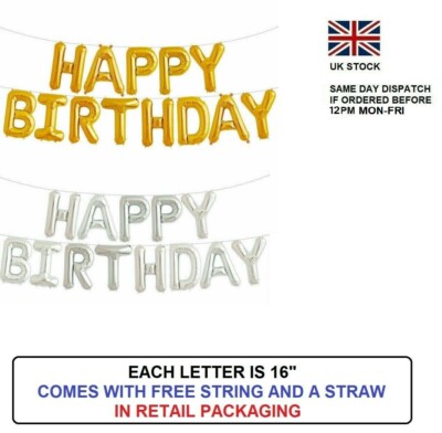 GROSSER HAPPY BIRTHDAY SELBSTAUFBLASENDER BALLON BANNER FAHNE PARTY DEKORATION UK