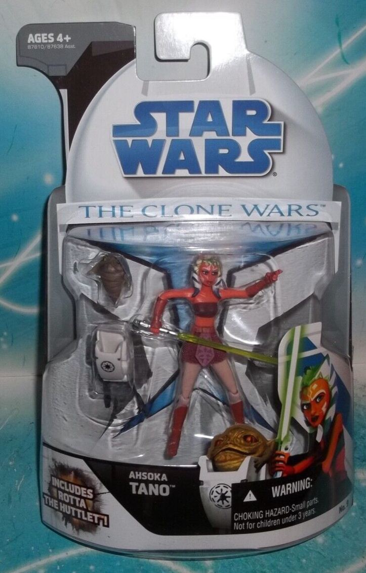 STAR WARS CLONE WARS SERIES #09 BLUE CARD AHSOKA TANO W STINKY HUTTLET ...