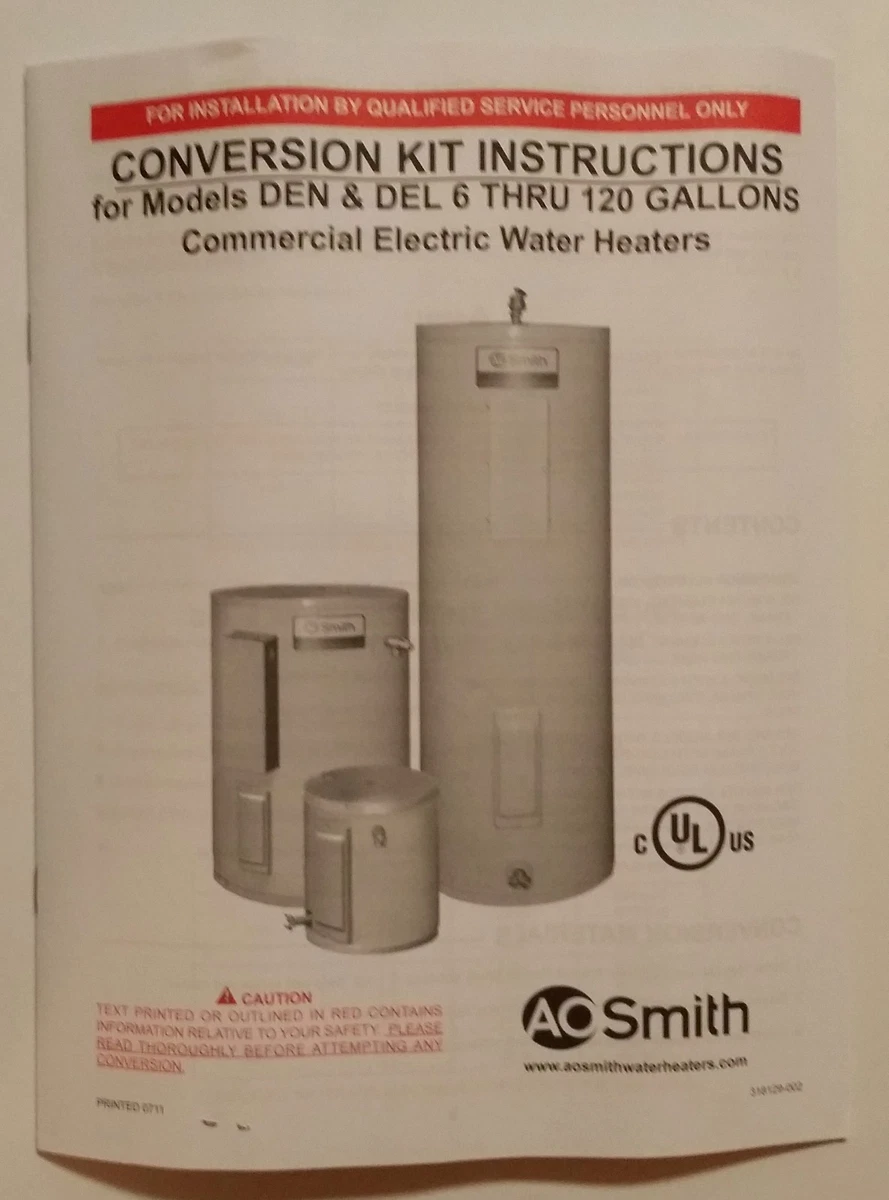 New AO Smith 9003843105 Conversion Kit for DEN DEL Series Electric Water  Heaters | eBay