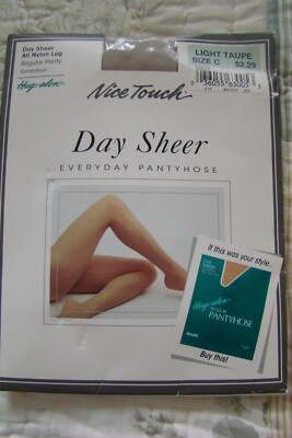 NICE TOUCH (HUG-ALON) DAY SHEER SANDALFOOT LIGHT TAUPE PANTY HOSE, SZ C