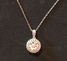 925 sterling silver  diamond necklace 1/10 cttw  round pendant 18  Chain