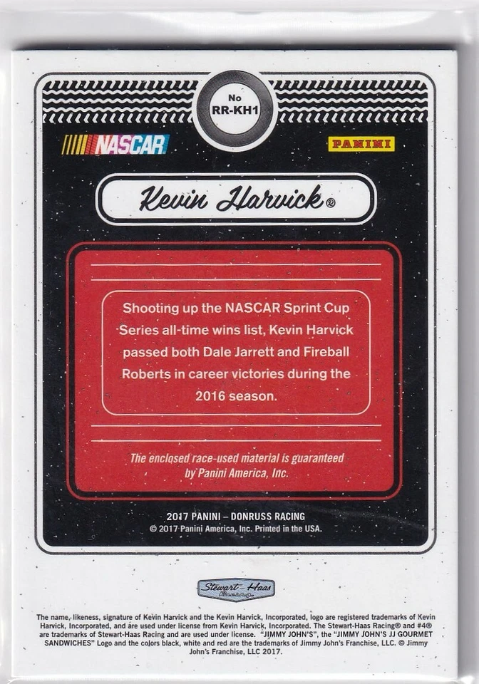 2017 Donruss Kevin Harvick #RR-KH1 Rubber Relic Holo Gold /99 Stewart-Haas - Image 2 of 2