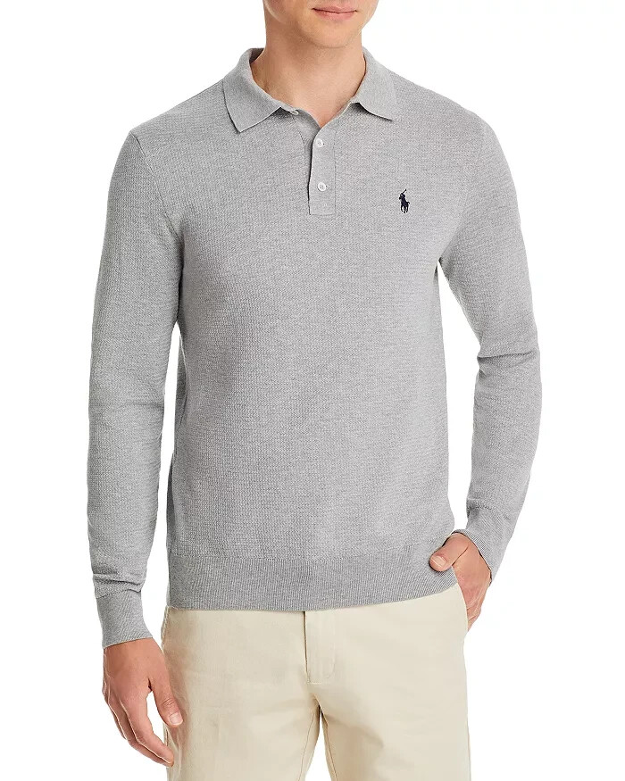 Polo Ralph Lauren L114713 Grey Heather the Luxe Knit LS Polo Shirt