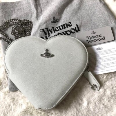 VivienneWestwood Heart Shaped Chain Shoulder Bag Thin Grey White