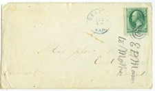 c1870 Delphos Kansas 3ct grill Sc 136 E P Mason to his mother in Vermont