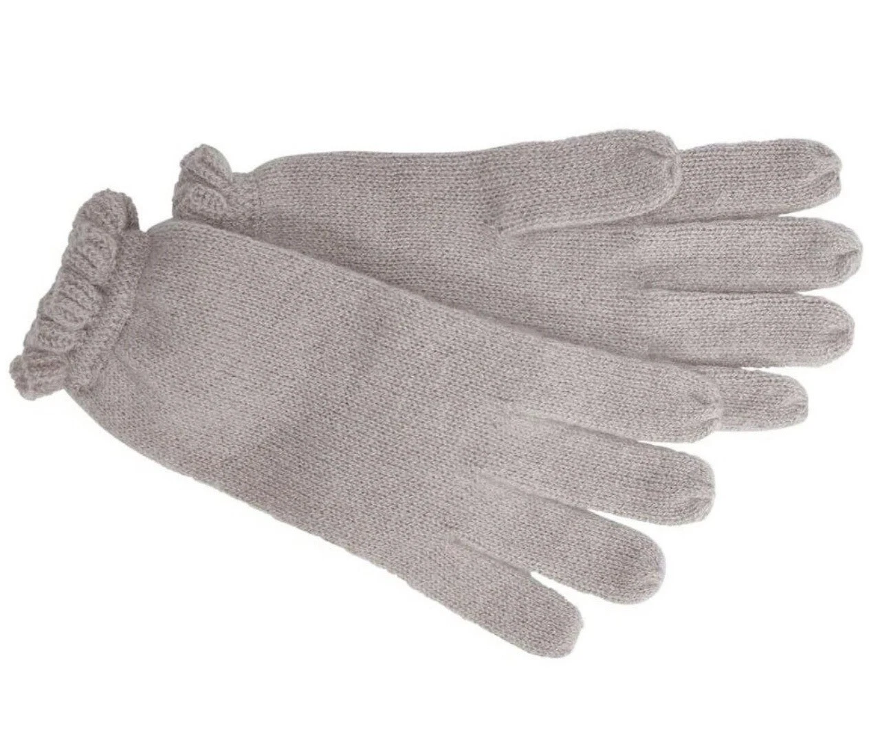 NWT Charter Club Room Luxury Gray 100% Cashmere Gloves Women OS Ruffles at Wrist