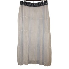 Women  s Size 1X White Tiered Maxi Skirt Fully Lined IN Studio Brand Boho Peasant