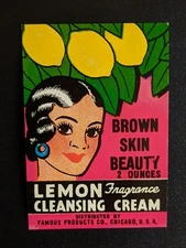 1930s Lemon Cleansing Cream Famous Products Valmor Label Black Americana