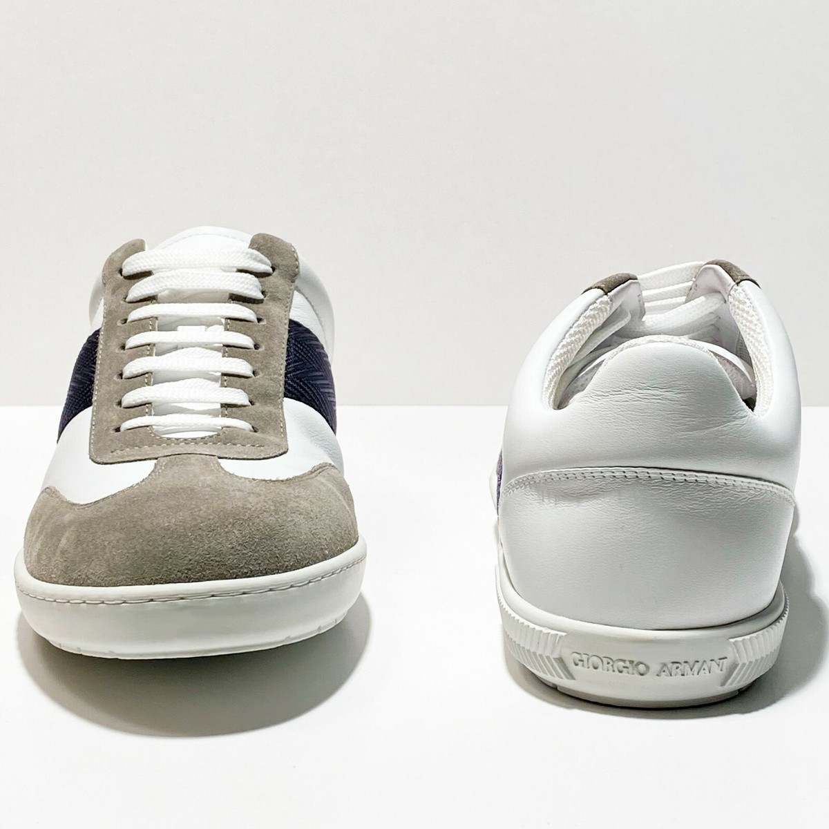 NEW Giorgio ARMANI White Blue Grey Leather Dress Men's NEW Giorgio ARMANI White Blue Grey Leather Dress Men's