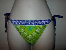 TRINA TURK Bikini SWIMSUIT BOTTOMS 6 NEW Gold Links String Ties NWT 92 Swimwear