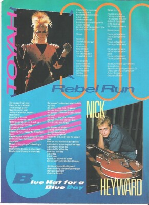 TOYAH  / NICK HEYWARD  songwords magazine PHOTO/Poster/clipping 11x8 inches