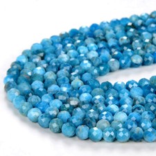 4MM Ocean Blue Natural Apatite AAA Micro Faceted Round 15.5 inch 80009014-P13 