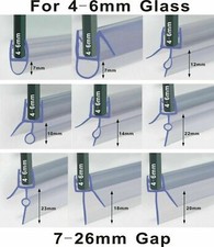 Bath Shower Screen Door Rubber Seal Strip Glass for 4 - 6mm Thickness Gap 3-26mm