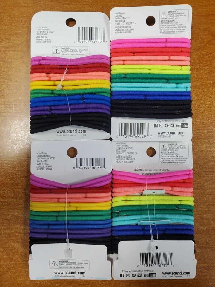 4 pacotes de 18: gravatas de cabelo Scunci sem danos multicoloridas fixação média (1464-R7P7a) - Imagem 2 de 2