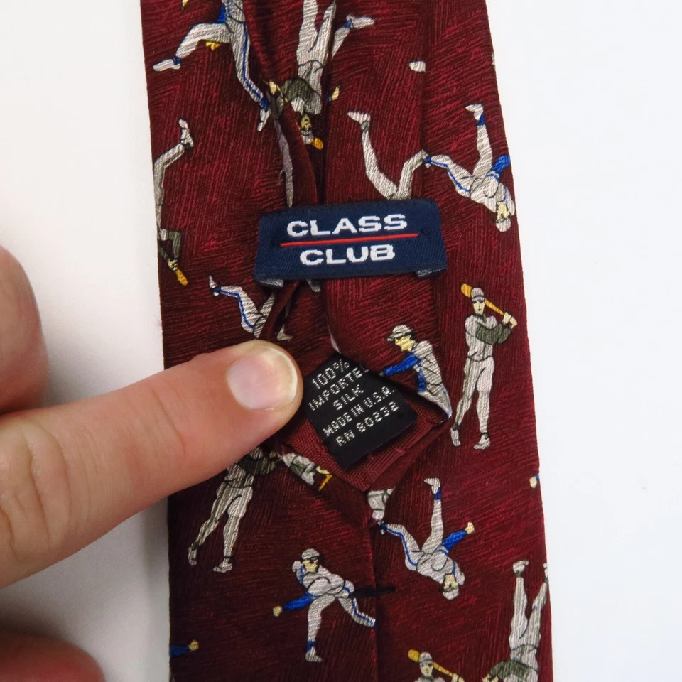 Class Club Rojo Vintage Béisbol Temática Ilustración Clásica 53"x3" Corto Estrecho Foto 3 de 4