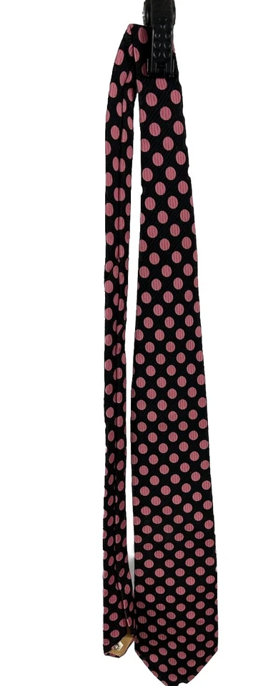 Hombre Wm. Corbata H. BLOCK 56" X 4" negra con puntos rosas texturizada Indianápolis de colección Foto 2 de 4